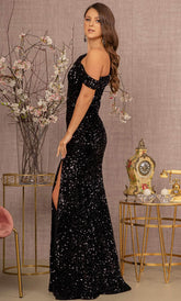 Bishop Sleeve Sequin Evening Dress